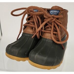 Sperry Port Boot Boys Size 6M Toddler Brown Black Duck Boots SCL261491 EUC